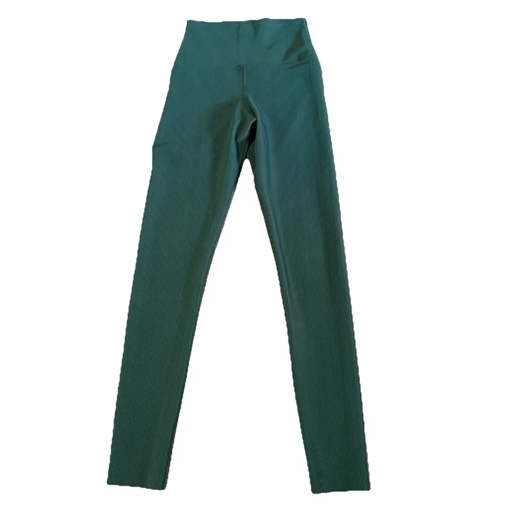 Beach Riot Sport‎ Ayla Leggings Women's XS Green Ribbed Stretch Made In USA